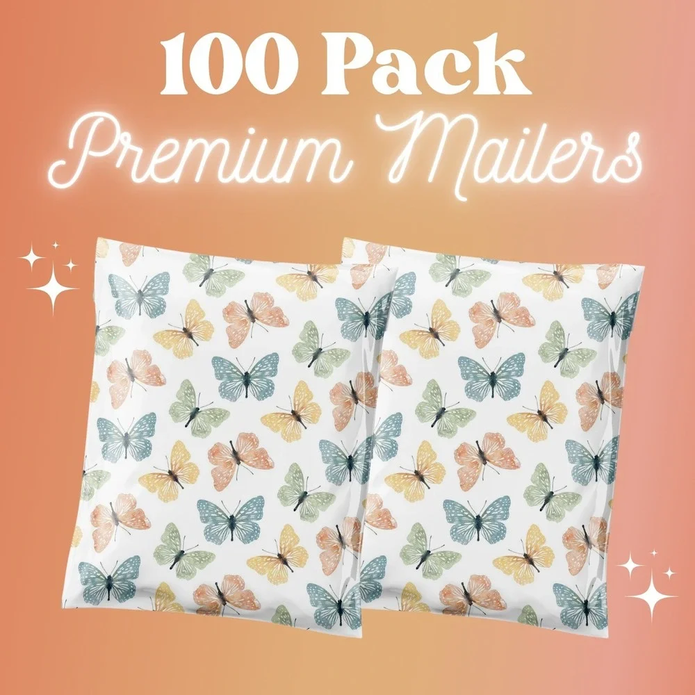 Butterfly Poly Mailers 10x13 Inch 100 Pack Shipping Supplies Watercolor Mailer